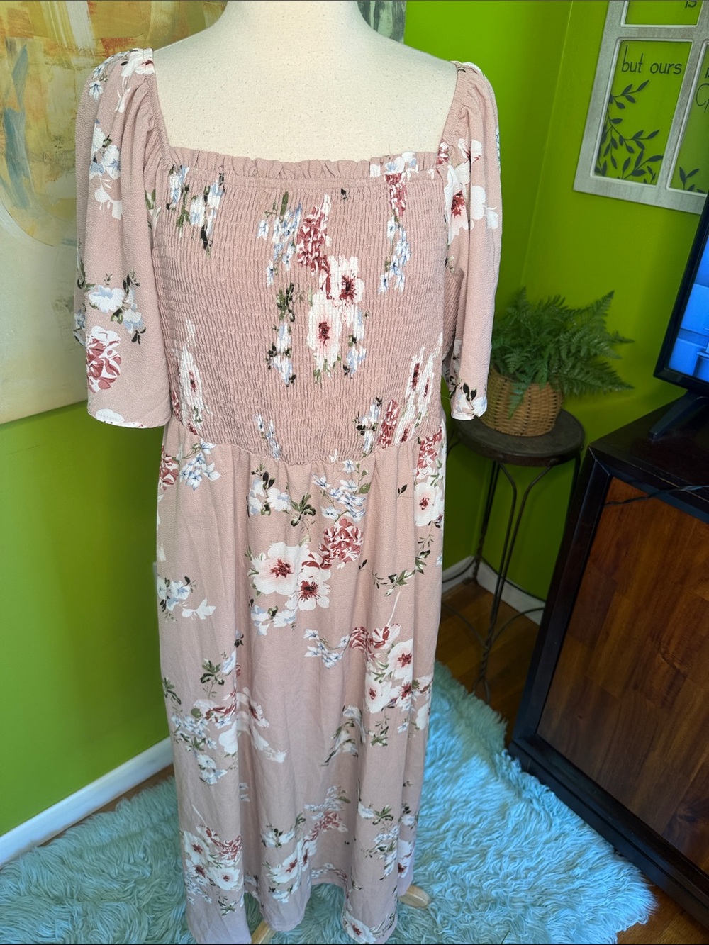 BloomChic Blush Floral Smocked Maxi Dress